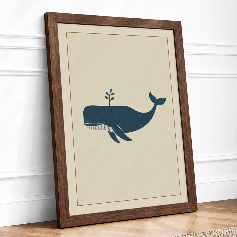 Whale Profile Modern - Framed Print, A3 - 42.0 x 29.7 cm, Walnut