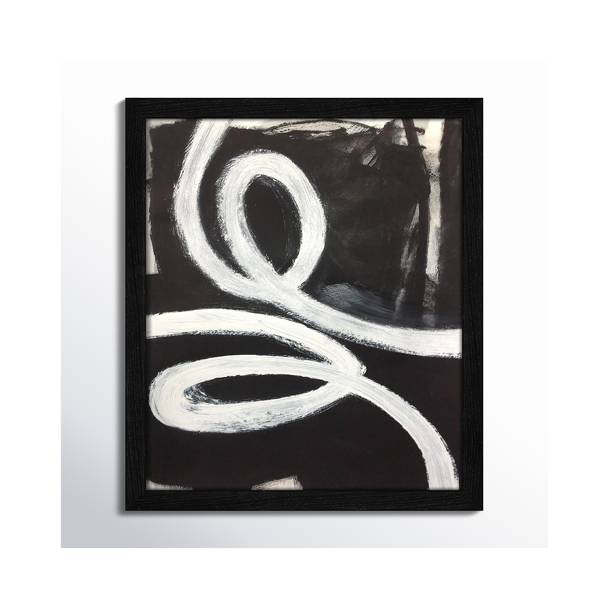 Swirly Swirls I by Casa Fine Arts, 15" H x 13" W x 0.75" D, Black Slim Unmatted Picture Framed