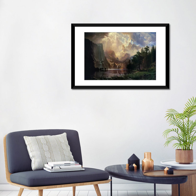 "entre sierra nevada en californie" par albert bierstadt,, reproduction de photo sur toile, H 24 po x l 32 po x P 1 po, Blanc
