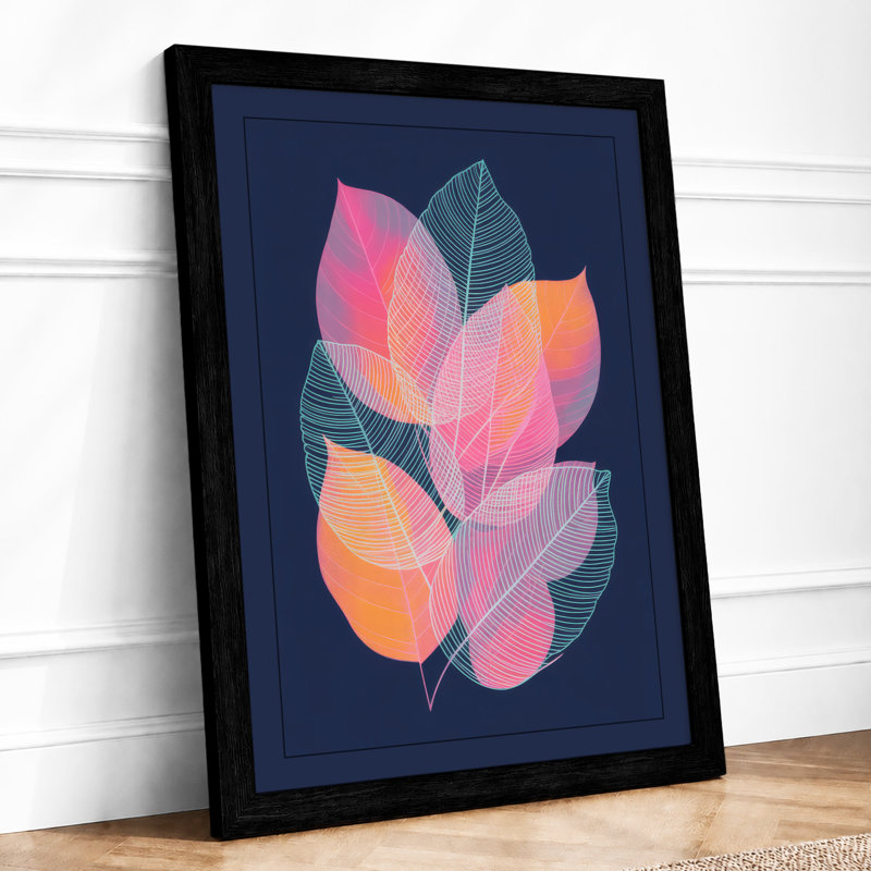 Geometric Leaf Arrangement Botanical - Print, Black, A4 - 29.7 x 21.0 cm
