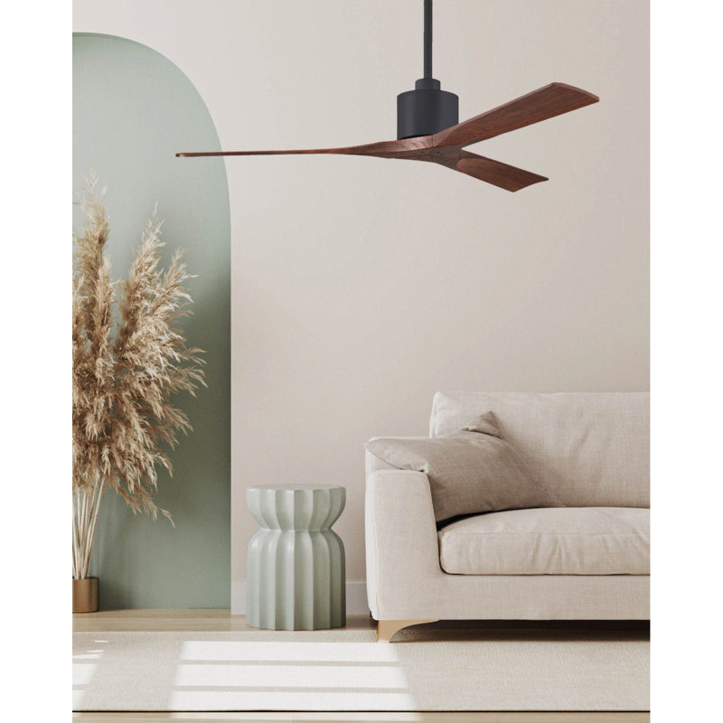 Nan 42" Ceiling Fan In Blades, Matte Black, Walnut Tone