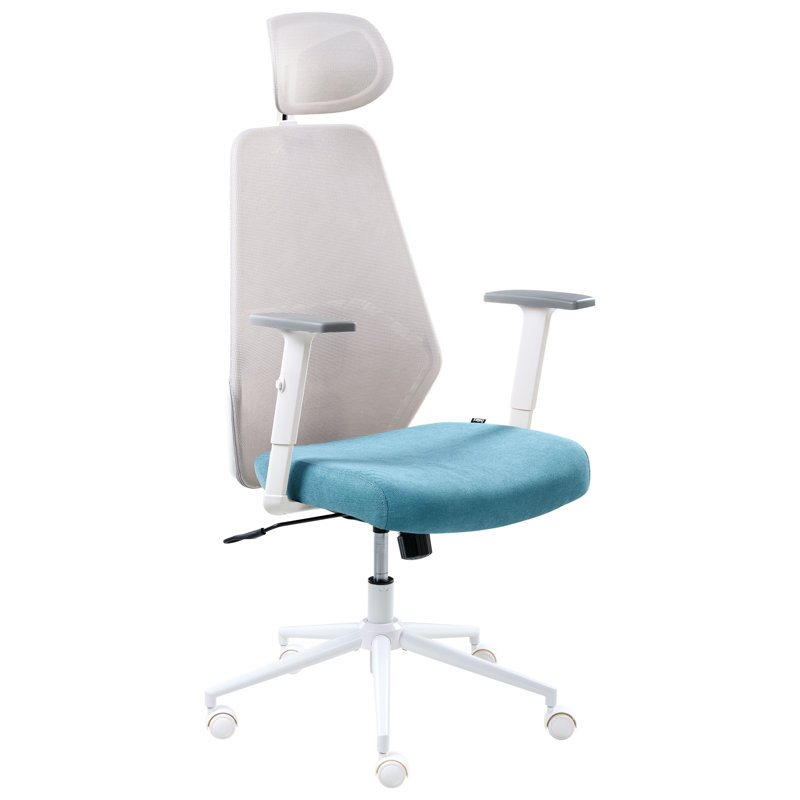 Office Chair with Headrest, Teal/Light Grey
