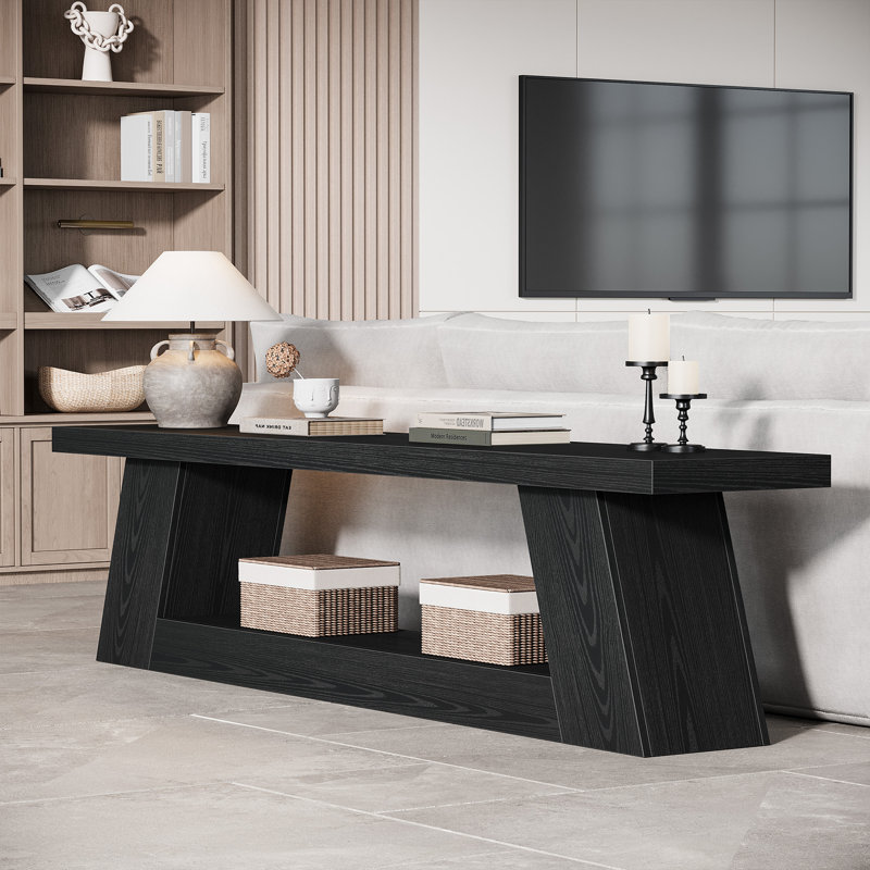 Banc de hall d'entrée en bois 63 "avec tablette de rangement 63", Noir