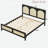 Wood Platform Bed With Rattan Headboard-665575496-665575497