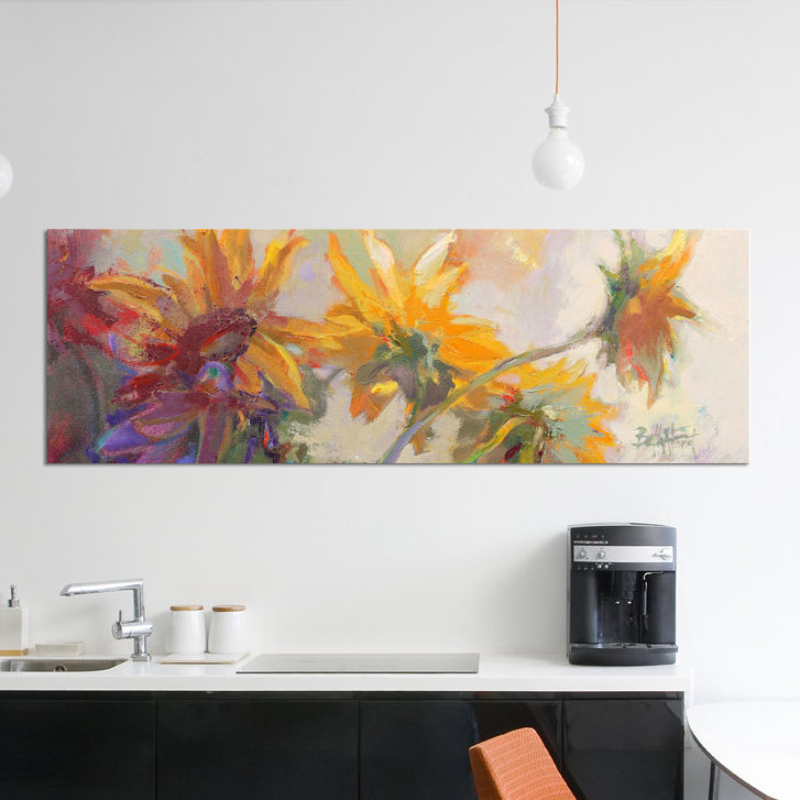 «Three Long Blossoms», reproduction sur toile, H 12 po x l 36 po x P 1,5 po, Toile tendue