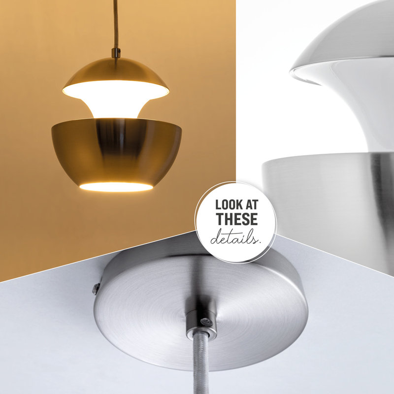 Plummer 1 - Light Single Pendant, Metal Brushed/White