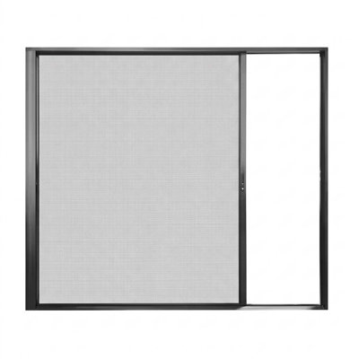 60 in.x 48 in. Matte Black Aluminum Sliding Retractable Screen Window, Insect Protecti60 in.x 48 on Mesh with Quick Latch Handle