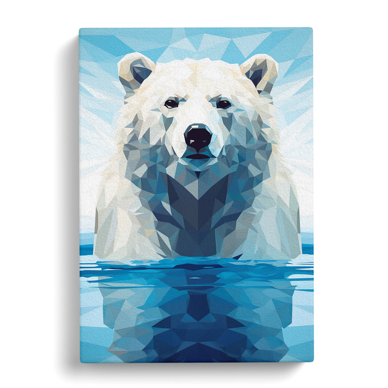 Polar Bear Geometric No.2 - Wrapped Canvas, 76cm H x 50cm W x 3cm D