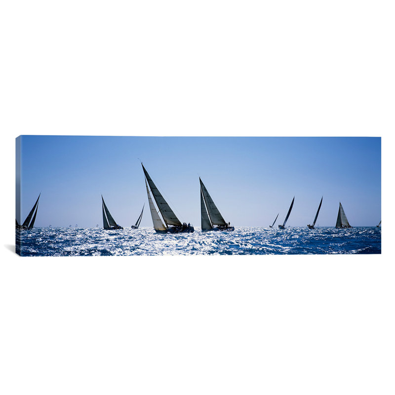 « farr 40 », reproduction de photo sur toile, "key west, floride" au cours de la clé west course week, Toile avec cadre noir