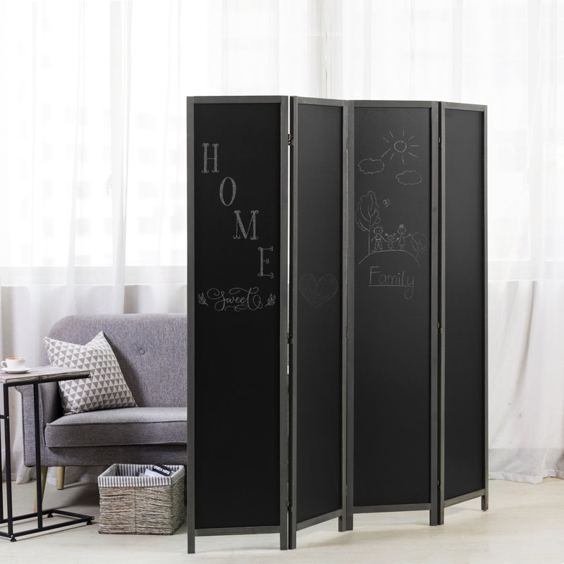 Cloison pliante avec tableau noir l 63 "x H 70,9" Bolan, Gris/noir