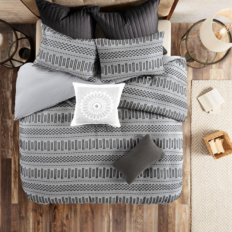 Cotton Comforter - Grey/Black Full/Queen Provides Comfort 100% Bedroom Decor Transforms Space, Grey/Black