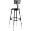 Tabouret à hauteur ajustable avec dossier et siège rond en panneau dur-1662858880