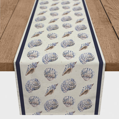 Chemin de table en sergé de polyester bleu marine