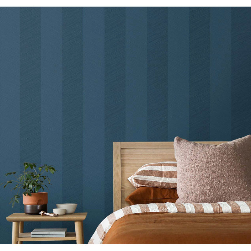 Chevron Vinyl Peel & Stick Wallpaper Roll, Navy Blue