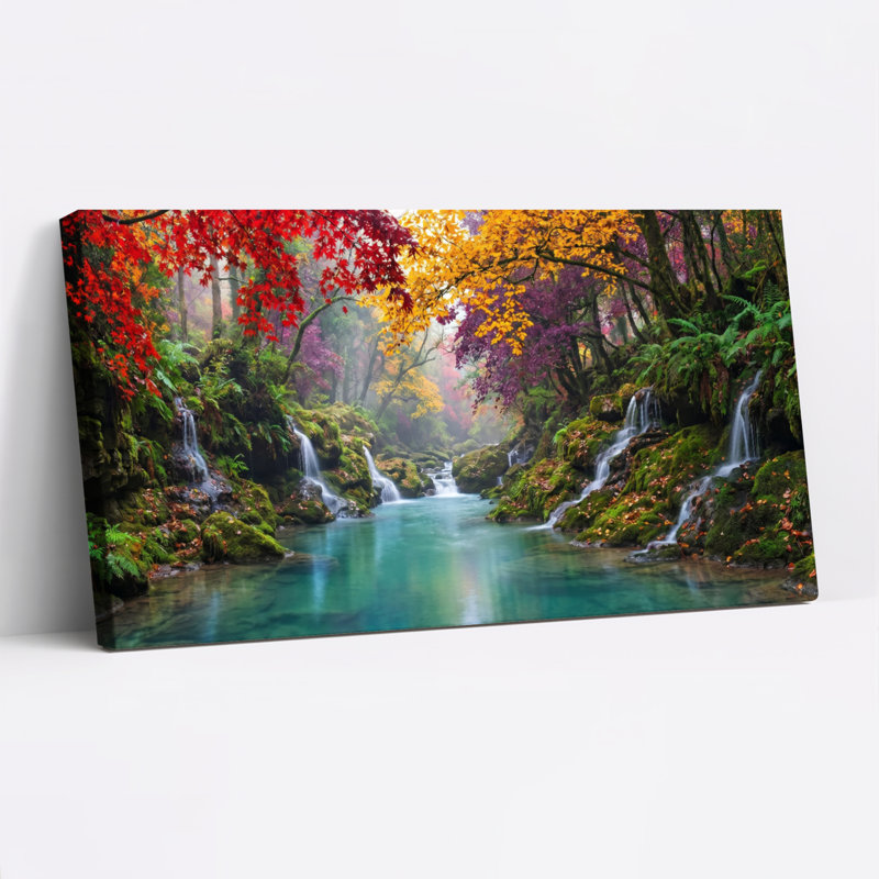 Ensemble de 1 tableau sur toile Forêt d'automne, L 32 po x H 16 po, Toile tendue