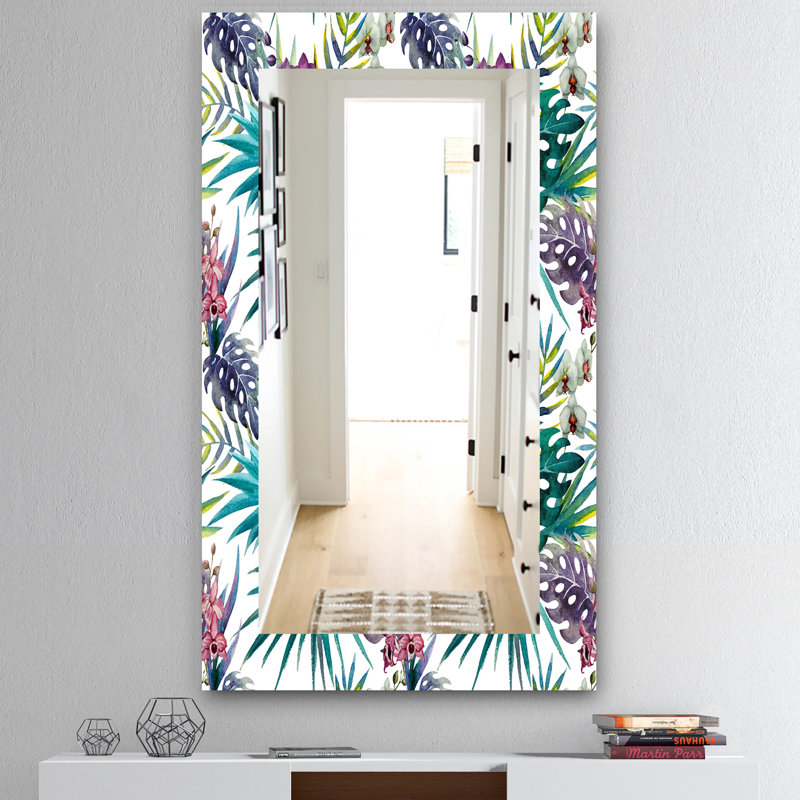 Miroir mural à feuillage d’ambiance tropical 17, H 39,4 po x l 29,5 po