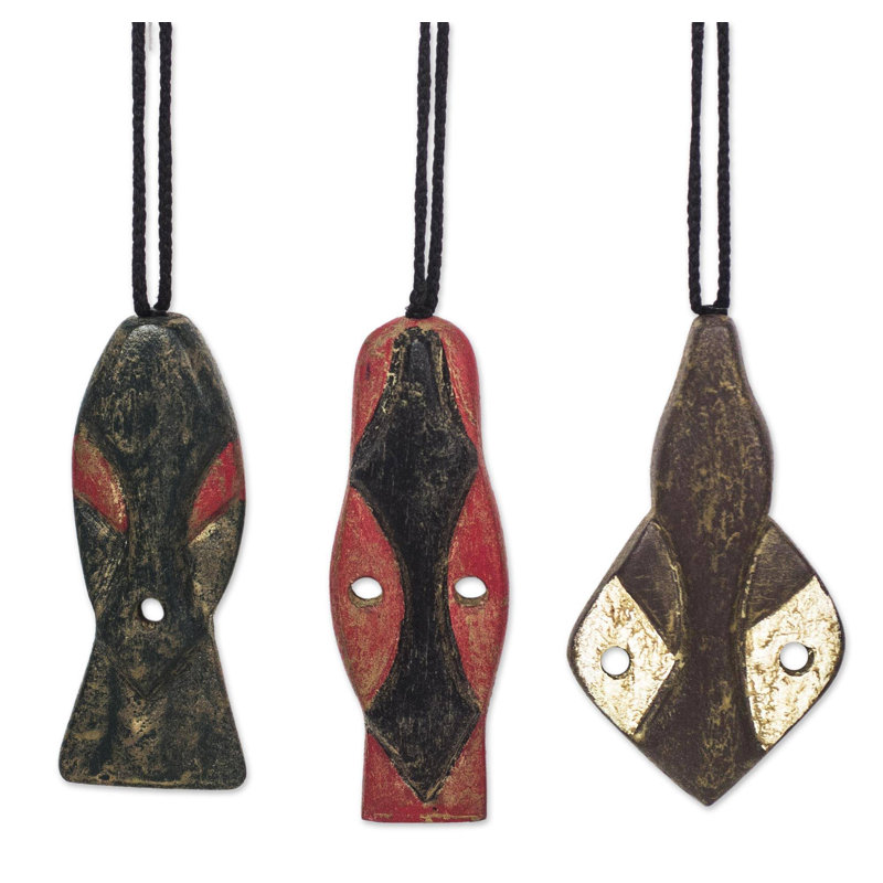 Ensemble d’ornement figurine suspendu en bois 3 pièces bedu