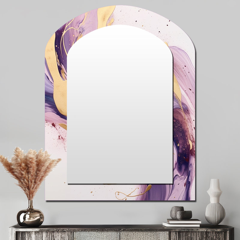 Lehoux - Miroir abstrait en métal, 43 po x 33 po
