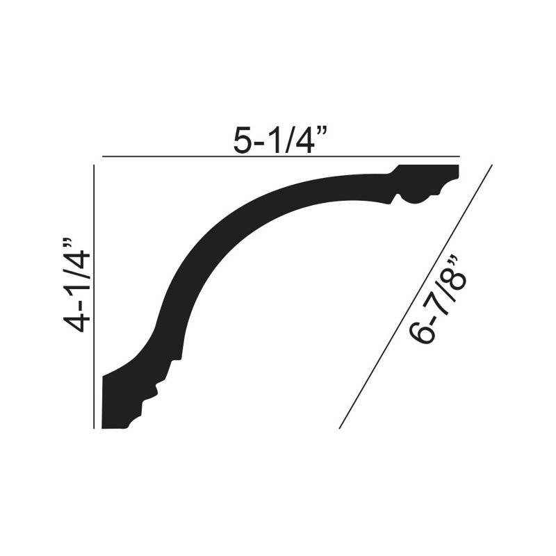 6-inch Primed Polyurethane Egg and Dart Crown Moulding Sample
