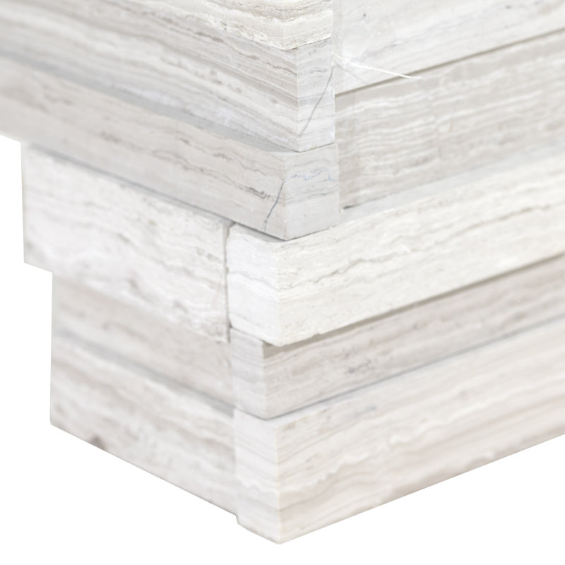 Stonecrest 6 in. x 18 in. Honed Marble Ledger Corner Wall Tile, Tivoli Sand