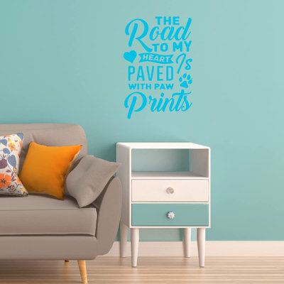 Adhésif décoratif «The Road to My Heart is Paved» avec empreintes de pattes
