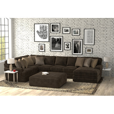 Canapé modulaire rembourré 4 pièces Blain comprenant 9 coussins décoratifs et 1 repose-pieds cocktail