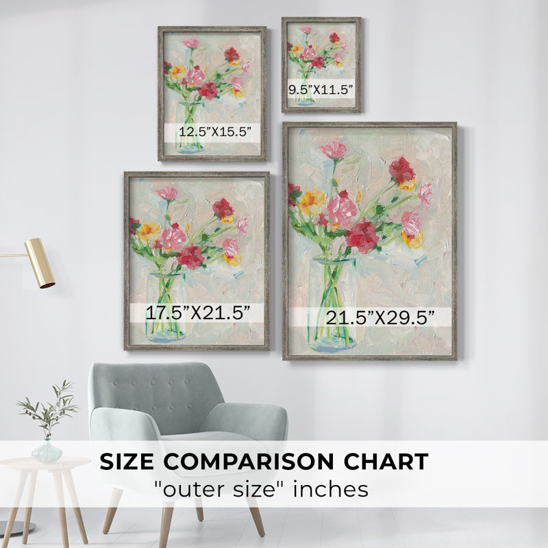 Painterly Soft Bouquet I, reproduction encadrée - bois massif