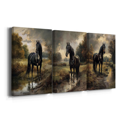 Série CVI Equine - Ensemble de 3 toiles tendues avec châssis - Prêt à être accroché