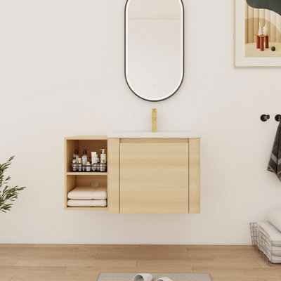 Meuble-lavabo simple avec comptoir en céramique