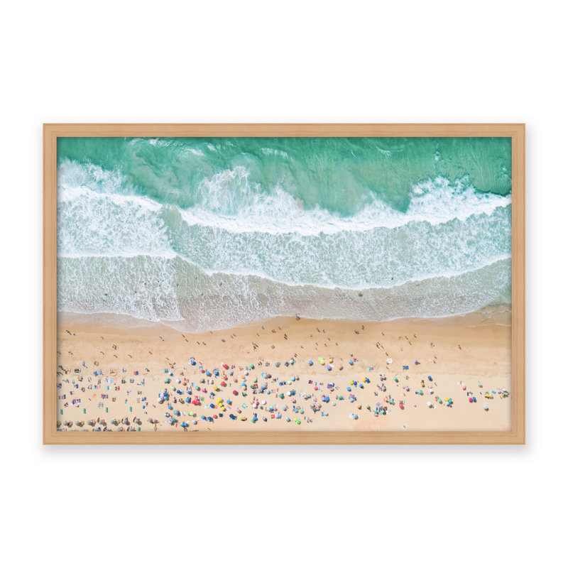 Coastal Retreat Summer Beach by  - Picture Frame Photograph on Paper, 32" H x 48" W x 1.125" D, Beige, Framed Matted Print