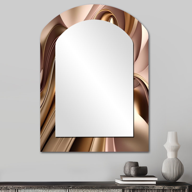 Smooth Liquide dans des teintes douces - Miroir décoratif en forme d'arche abstraite sur métal, 34 po x 25 po