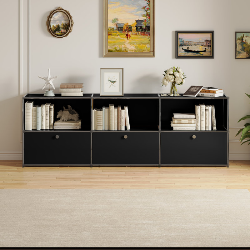 Rangement à 2 niveaux modulaire en métal, Noir