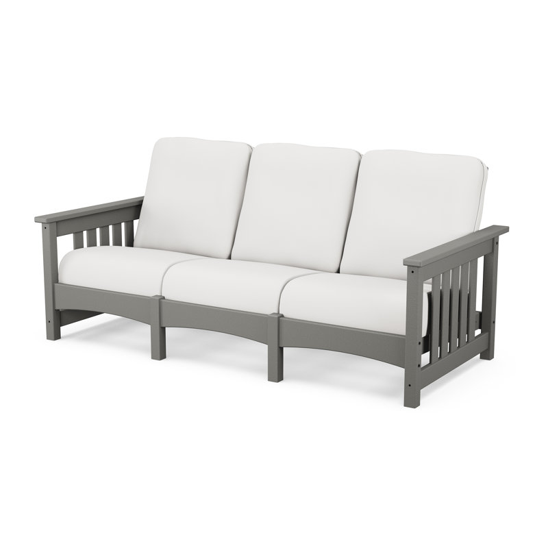 Club Mission Sofa, Slate Gray Frame/Natural Linen Cushion