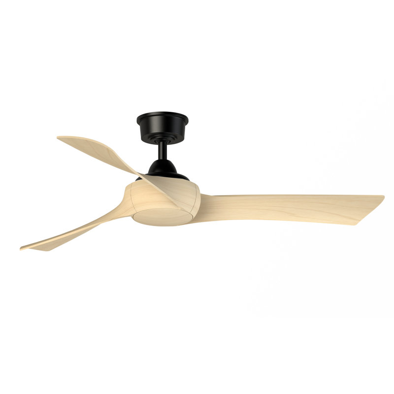Wrap Custom 52 inch Indoor/Outdoor Ceiling Fan - Black with Natural blades, Black With Natural Blades