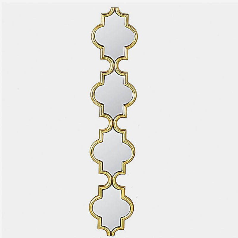 Miroir mural doré à quatre couches étroites, 9,5 x 1 x 47,2 po