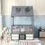 Structure de lit double en bois pleine grandeur, gris-797573475-797573502
