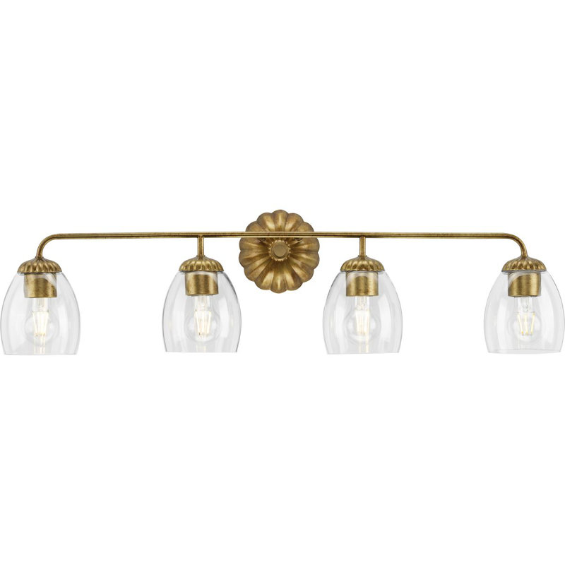 Quillan Gold Ombre 4-Light Vanity Light with Clear Glass Shades