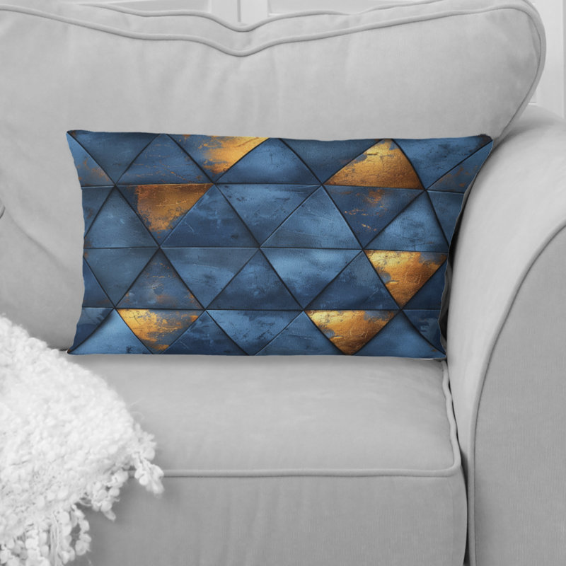 Coussin lombaire moderne bleu et doré I - Modern