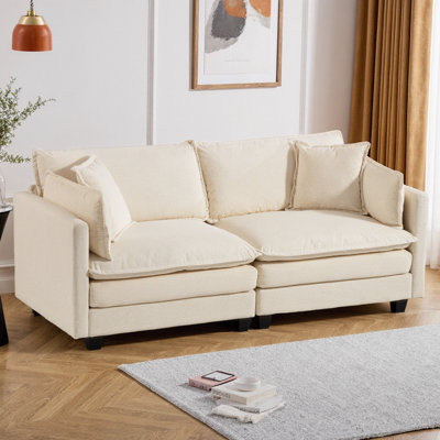 Canapé moderne en chenille de 77,95 po avec coussins de taille, canapé 2 places rembourré, causeuse symétrique pour salon et appartement, mousse haute densité