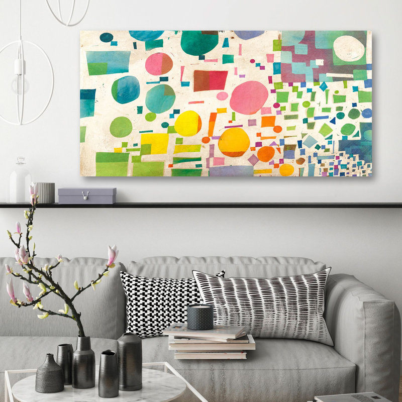 Geometric Multicolour Pattern I by Leonardo Bacci - Wrapped Canvas Painting, 35cm H x 70cm W x 4cm D