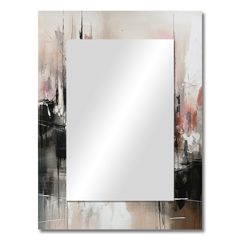 Rose noir Minimalims Fludity I - miroir minimaliste, miroir mural moderne unique, impression d'art en métal, 32 po x 24 po
