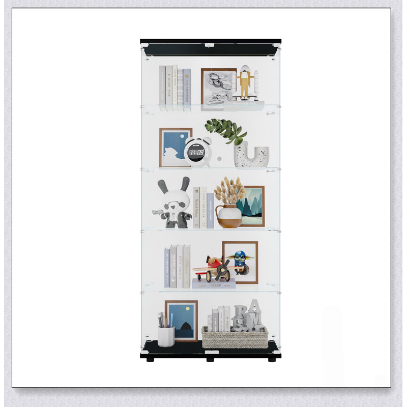 Vitrine à deux portes en verre avec 5 tablettes, parfaite pour mettre en valeur les objets de collection et organiser les essentiels