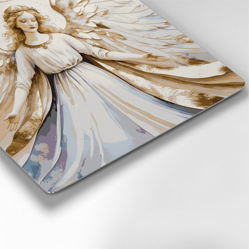 Art mural en métal gris ange de Noël, H 16 po x l 16 po