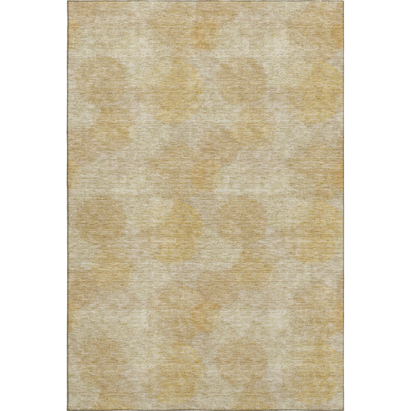 Premium Machine Washable Prisco Gold Rug, Rectangle 2'6" x 3'10"