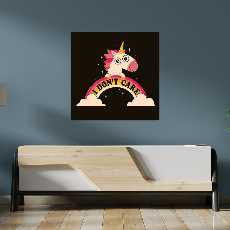 Unicorn Don’T Care, art urbain contemporain abstrait, H 36 po x l 36 po
