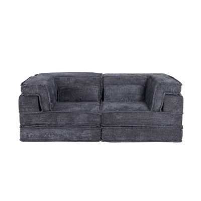 Compression Mahjong Sofa,Convertible Floor Sofa Bed,Diy Boneless Modular Sectional Sofa,No Assembly Required,Circle Fleece Fabric,Modern Oversized Loveseat