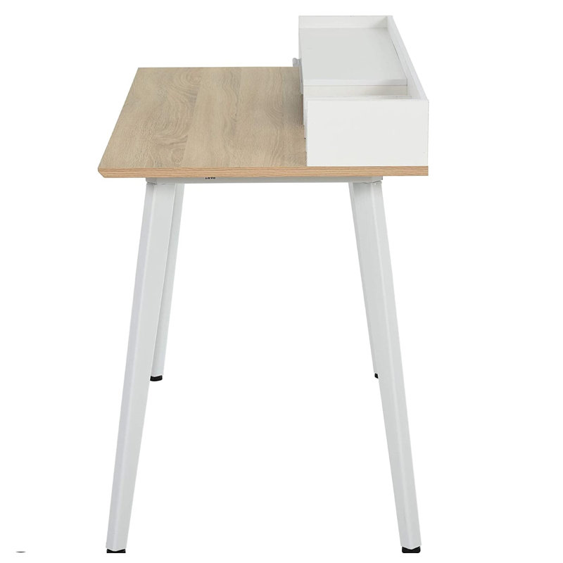 Correia Steel Computer Desk, White/Oak