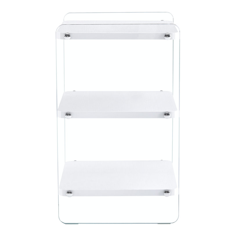 Table de chevet blanche et en verre trempé, look simple et élégant pour divers espaces, armoire créée facile à installer, blanc, emplacements de rangement, conception tendance, à assembler rapidement