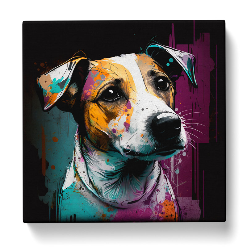 Jack Russell Graffiti Art - Wrapped Canvas, 35cm H x 35cm W x 3cm D