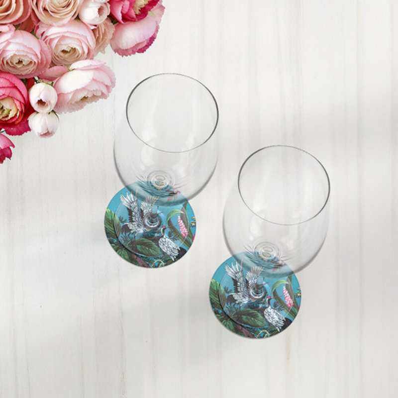 Sous-verres ronds en cuir Summer Palace Sarus, Sarus